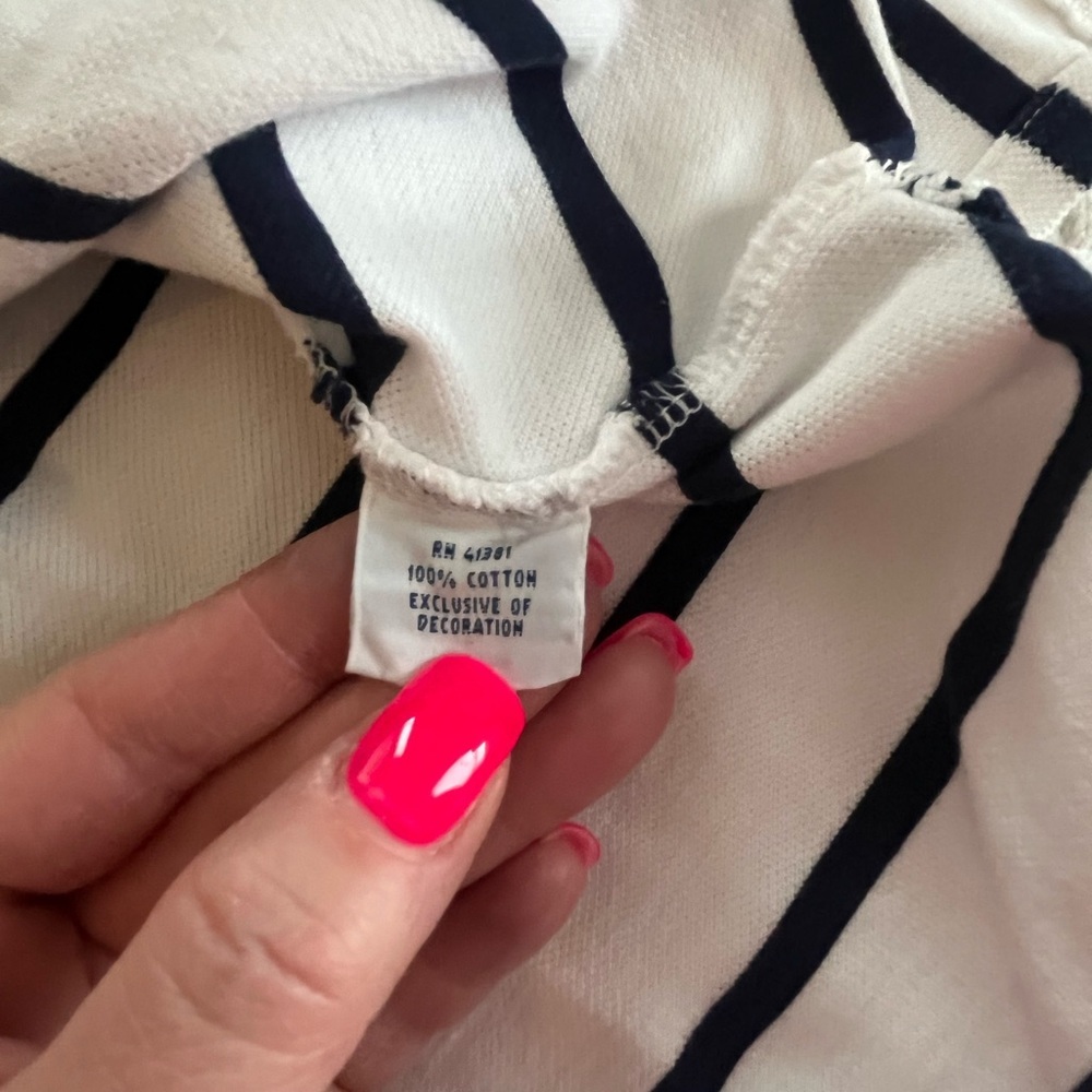Men's Polo Ralph Lauren White and Blue Striped Short Sleeve Polo Shirt Size XL - Picture 11 of 16